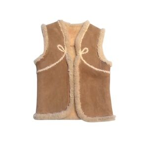 Vintage Sheplor of Canada from Holt Renfrew Tan Shearling Suede Vest Western XS